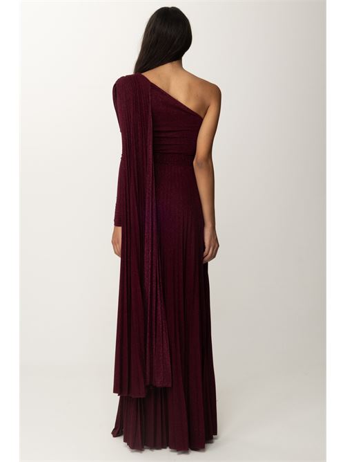 Red carpet one-shoulder dress in pleated lurex jersey ELISABETTA FRANCHI | AB68646E2.CG3